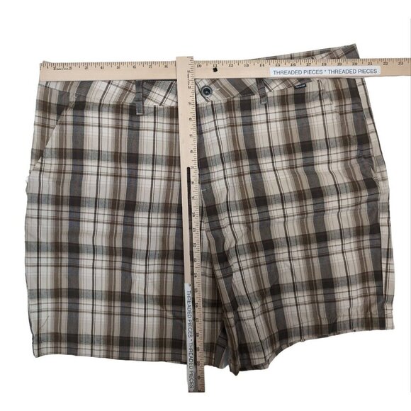 Hurley Shorts Mens 38 Casual Flat Front Brown Check - Picture 6 of 6